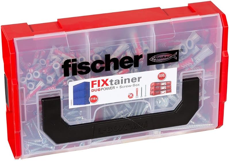 Fischer DuoPower Wallplug with Screws Red Grey Metal