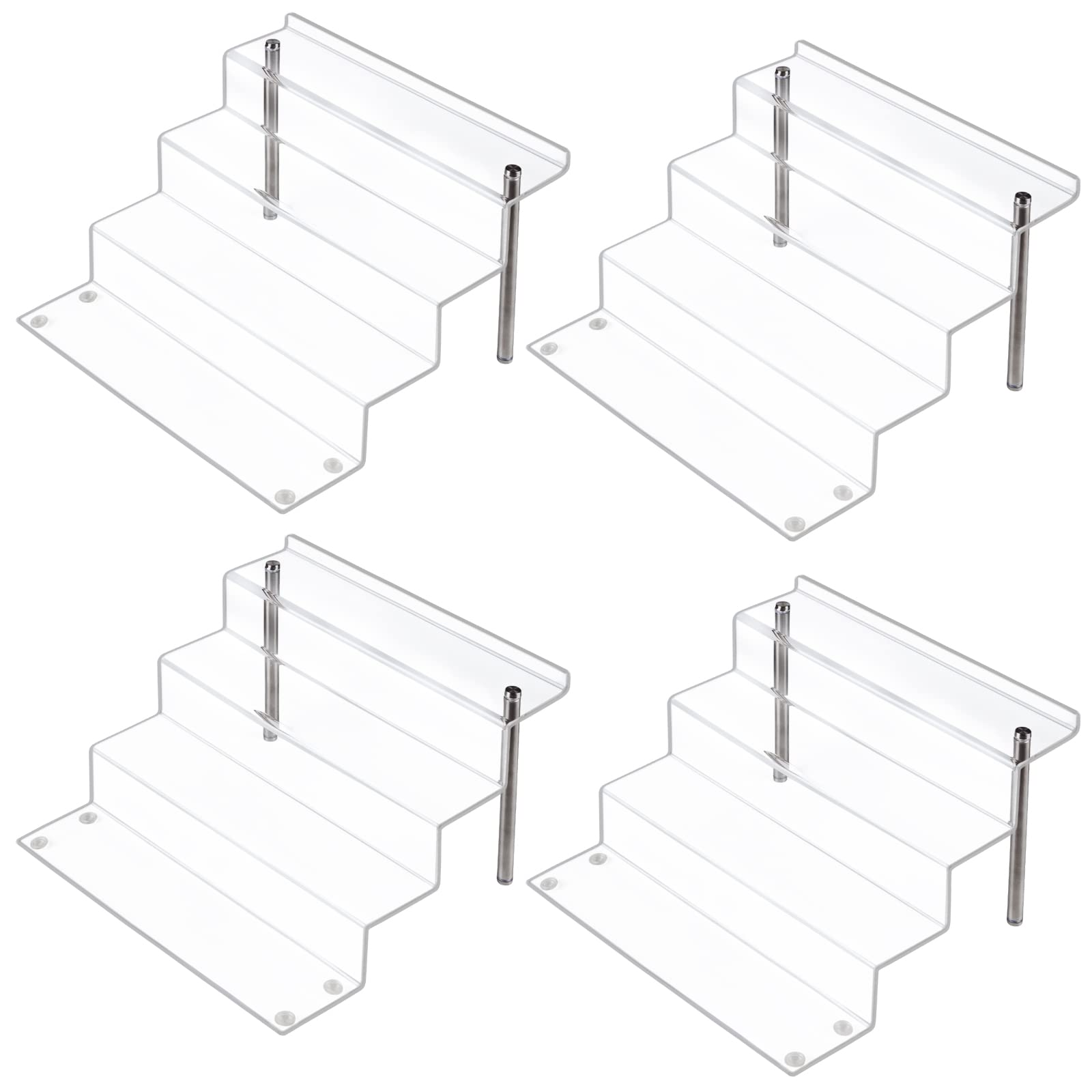 LileZbox Acrylic Display Risers Shelf for Figures, Clear Large 4-Step Display Stand for Display Or Collection, Cupcake Dessert Product-4 Pack(30x28x22cm)