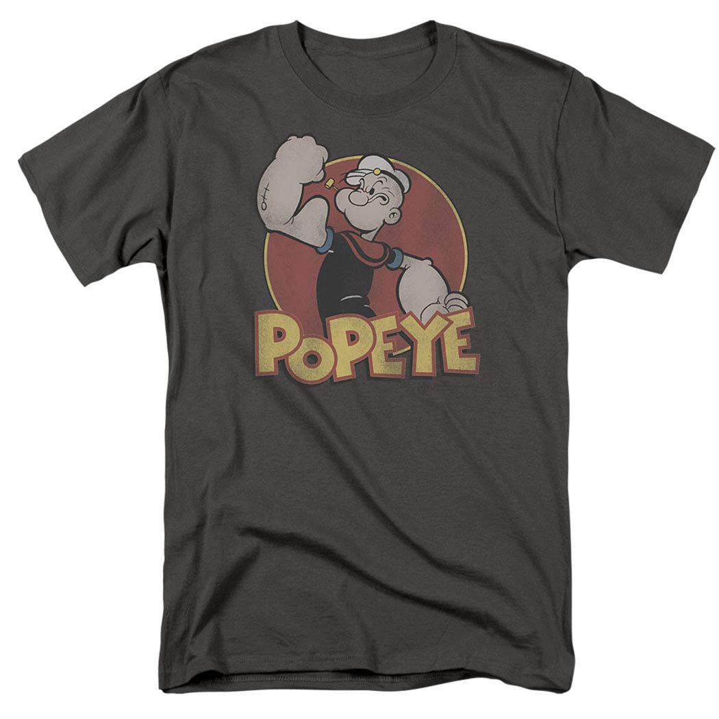 Popeye Flexing Retro T Shirt Charcoal Stellanovelty
