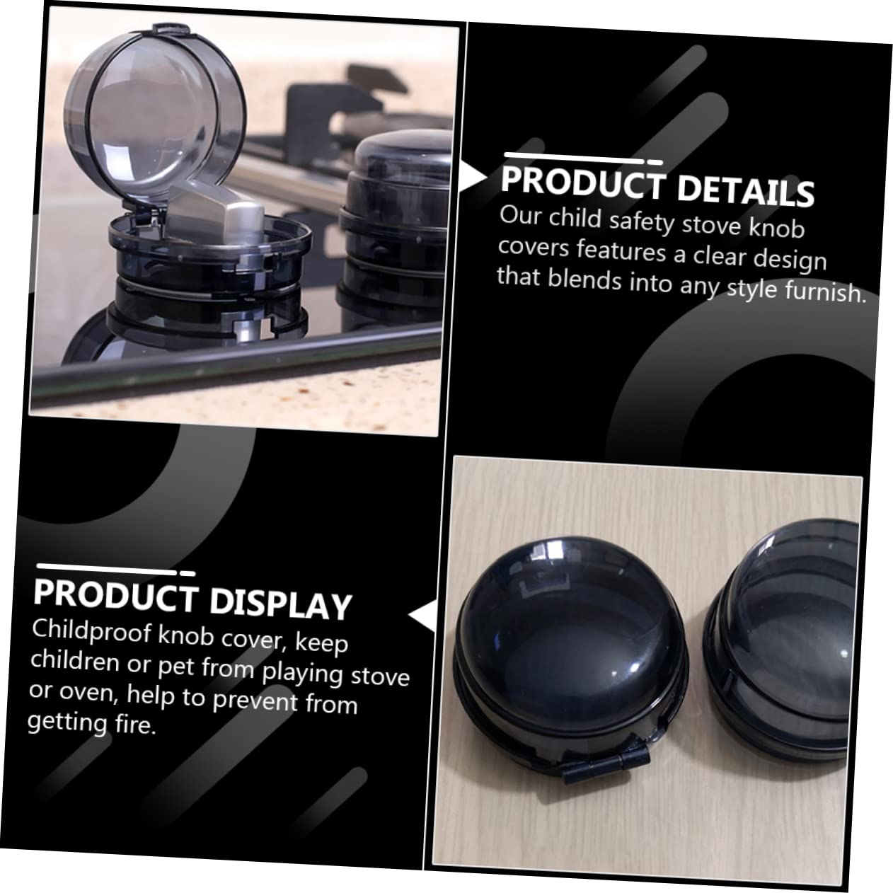 Hohopeti 4pcs Guards Proof Cover Gas View Protector Stove Protection Case Button Toddler Knobs Safety Large Top Children Appliance Cooker Shield Kids Guard for Clear Knob Grey Electric