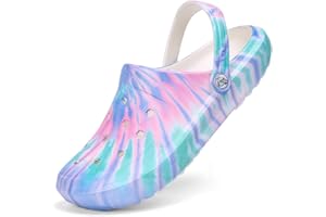 HoEase Women's Tie-dye Pattern Clogs, Slip On Lightweight Two-Way Wear Garden Clogs, Non-Slip Summer Beach Slides, Garden Shoes for Women