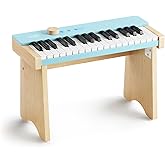 Eastar Kido Kids Piano Keyboard, 32 Keys Digital Piano for Kids, Music Educational Instrument for Beginner, Mini Wood Keyboard Piano for Toddler, Included Stand, Light Blue