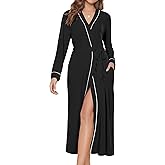 Ekouaer Womens Robes Lightweight Soft Knit Bathrobe Full Length Sleepwear with Pockets Ladies Loungewear S-3XL