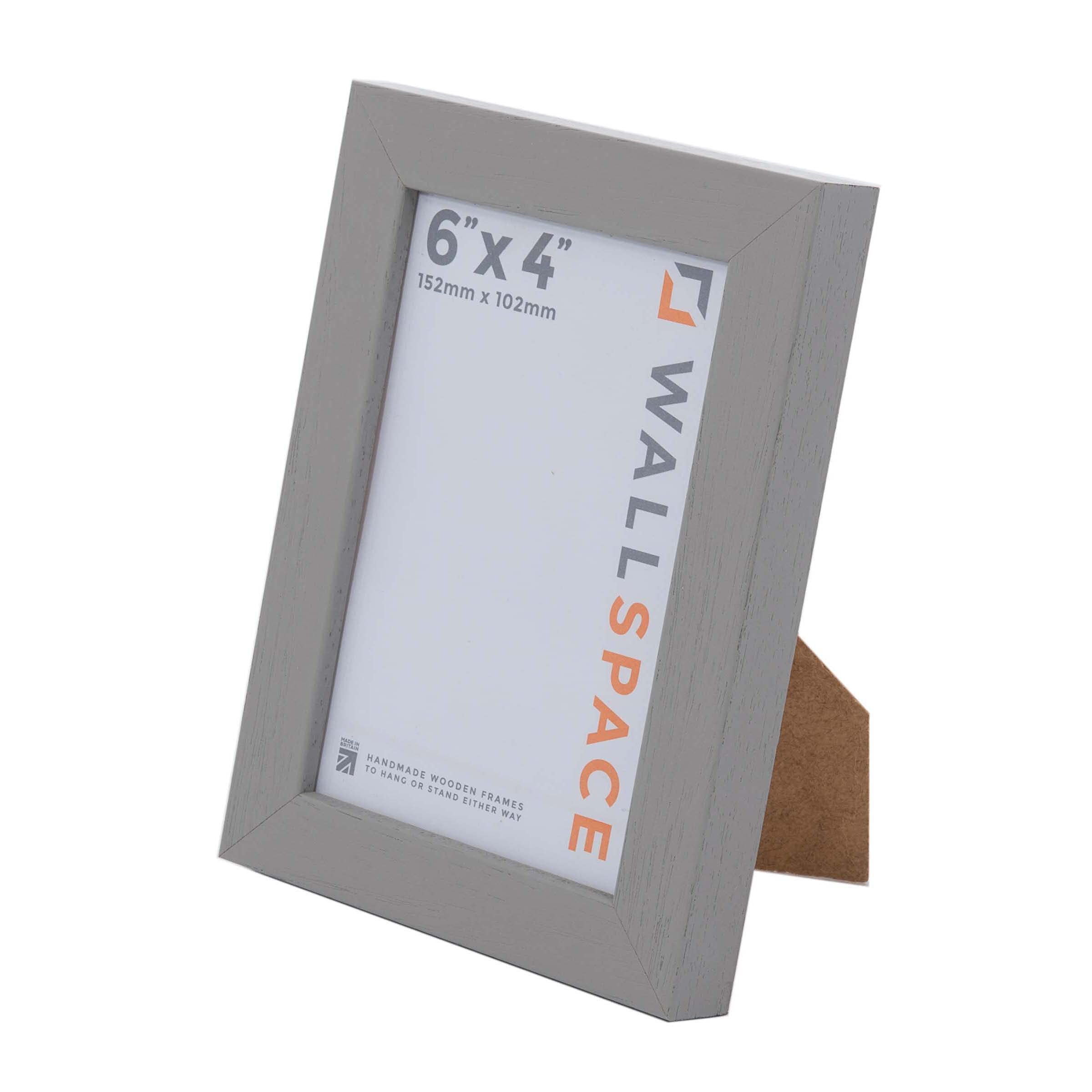 Wall Space 6x4 Grey Picture Frame | Grey 4x6 Photo Frame | 6 x 4 inch | 152x102mm | 15.2x10.2cm | Solid Wood Wooden with Real Glass | Handmade in UK