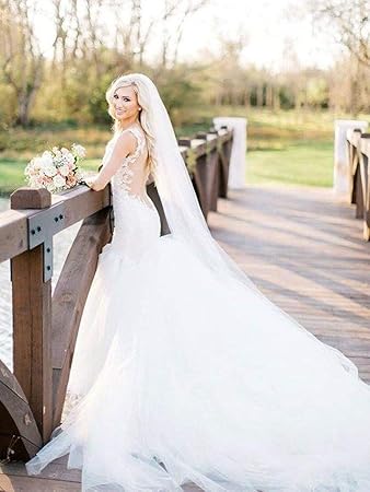 Amazon Com Victray Cathedral Length Wedding Bridal Tulle Veils