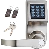 HAIFUAN Digital Door Lock,Unlock with M1 Card, Code and Key,Default for Left Hand Orientation Nickel Brush