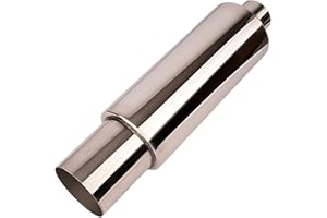 Yeoflagtrade 2.5 Inch Inlet 4.0 Inch Outlet Exhaust Muffler 2.5" to 4.0" Universal 18.5" Length Stainless Steel Polished Exhaust Tip Non Burnt