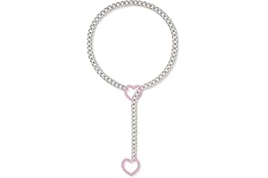 ADEMISHIA Womens Slip Chain Necklace With Heart O-ring, Handmade Punk Rock Cuban Chain Lariat Y-Necklace Adjustable Long Chain Collar Jewelry