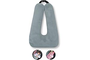BSROLUNA Travel Pillow Car Sleeping Long Journeys Pillows for The Back seat Adults and Children on Head Support and Body Support U-Shaped Pillows(Grey)