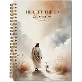FITIE Christian Jesus Spiral Notebook 5.5x8.3, He Left the 99 to Rescue Me Lamb Journal, Jesus Christian Gifts for Women, Prayer Journal for Women, Bible Journaling Notebooks for Note Taking
