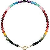 LCTrusttmor Gahna Colorful Boho Beaded Necklace for Women, Multilayer Gemstone Choker Jewelry, 18K Gold Plated Natural Stone Beach Surfer Necklace