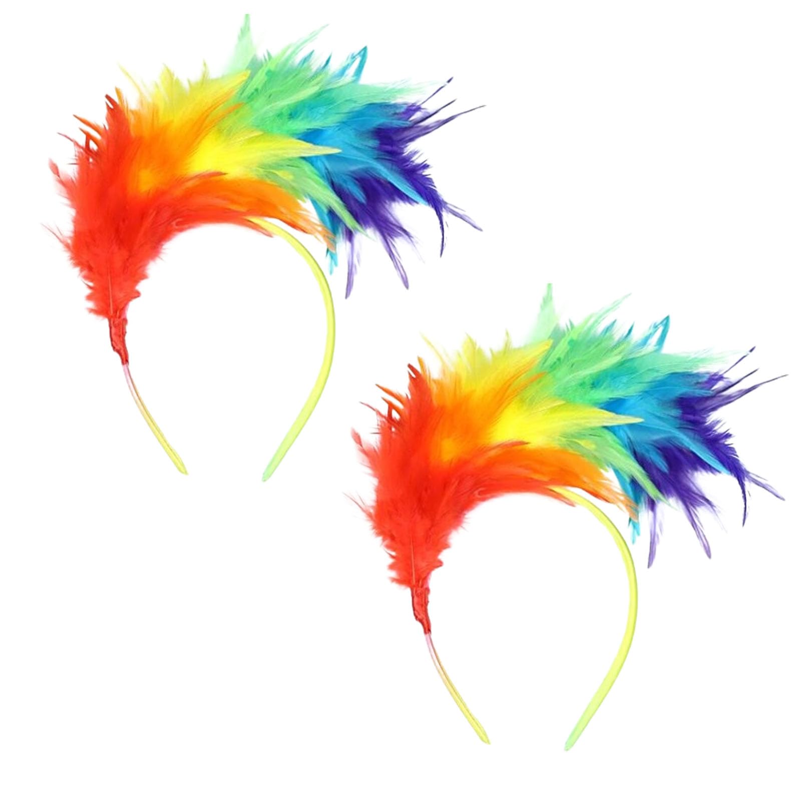 LMOGWL 2 Pieces Rainbow Feather Headpieces, Carnival Headdress, Fascinators Hairbands, Party Headgear, Colorful Feather Headwear, Pride Hair Accessories, for Carnival Wedding Cosplay (Rainbow)