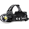 FINICO Rechargeable LED Headlamp 990000 High Lumens, 95 Hours Long Lasting Head Light with Zoomable & IPX7 Waterproof & 12 Mo