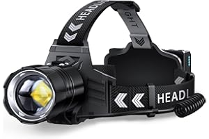 FINICO Rechargeable LED Headlamp 990000 High Lumens, 95 Hours Long Lasting Head Light with Zoomable & IPX7 Waterproof & 12 Modes & 125° Adjustable, Powerful Head Lamp for Outdoor, Camping, Hardhat