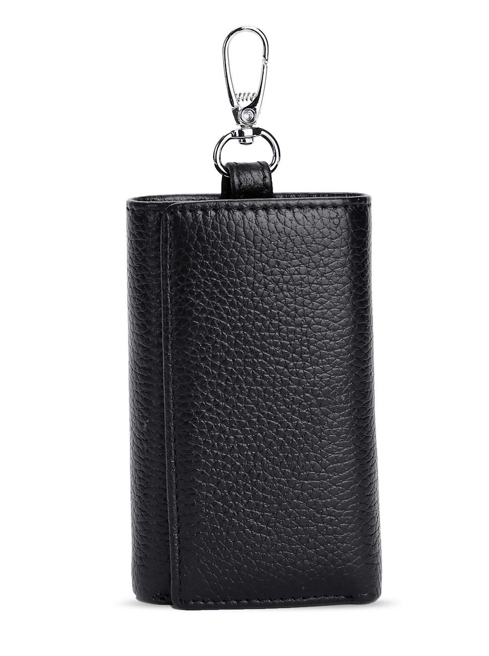 RuoFeng Keychain Key Holder Ring with 6 Hooks Snap Closure, Black, 11×7×2.5 cm