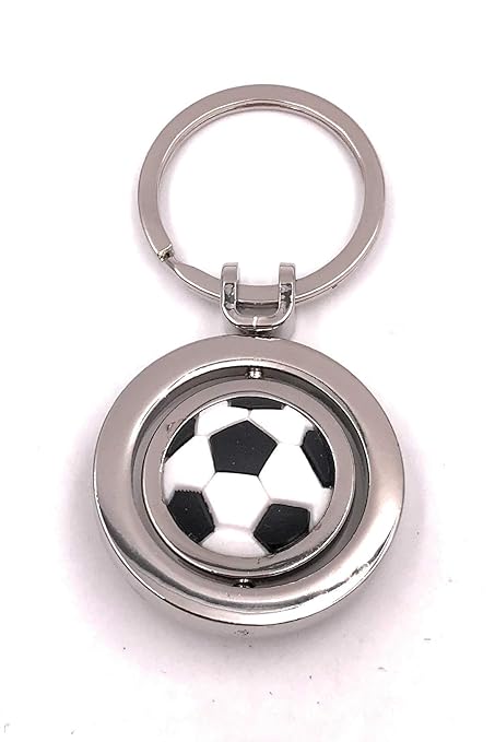 Onwomania Cadena Clave Balón de fútbol móvil Equipo Plata Llavero ...