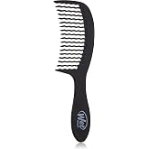 Wet Brush Detangling Comb, Black - Wide Tooth Hair Detangler with WaveTooth Design That Gently and Glides Through Tangles - Brush Throough Conditioner and Hair Masks - Gentle On Scalp and Pain-Free
