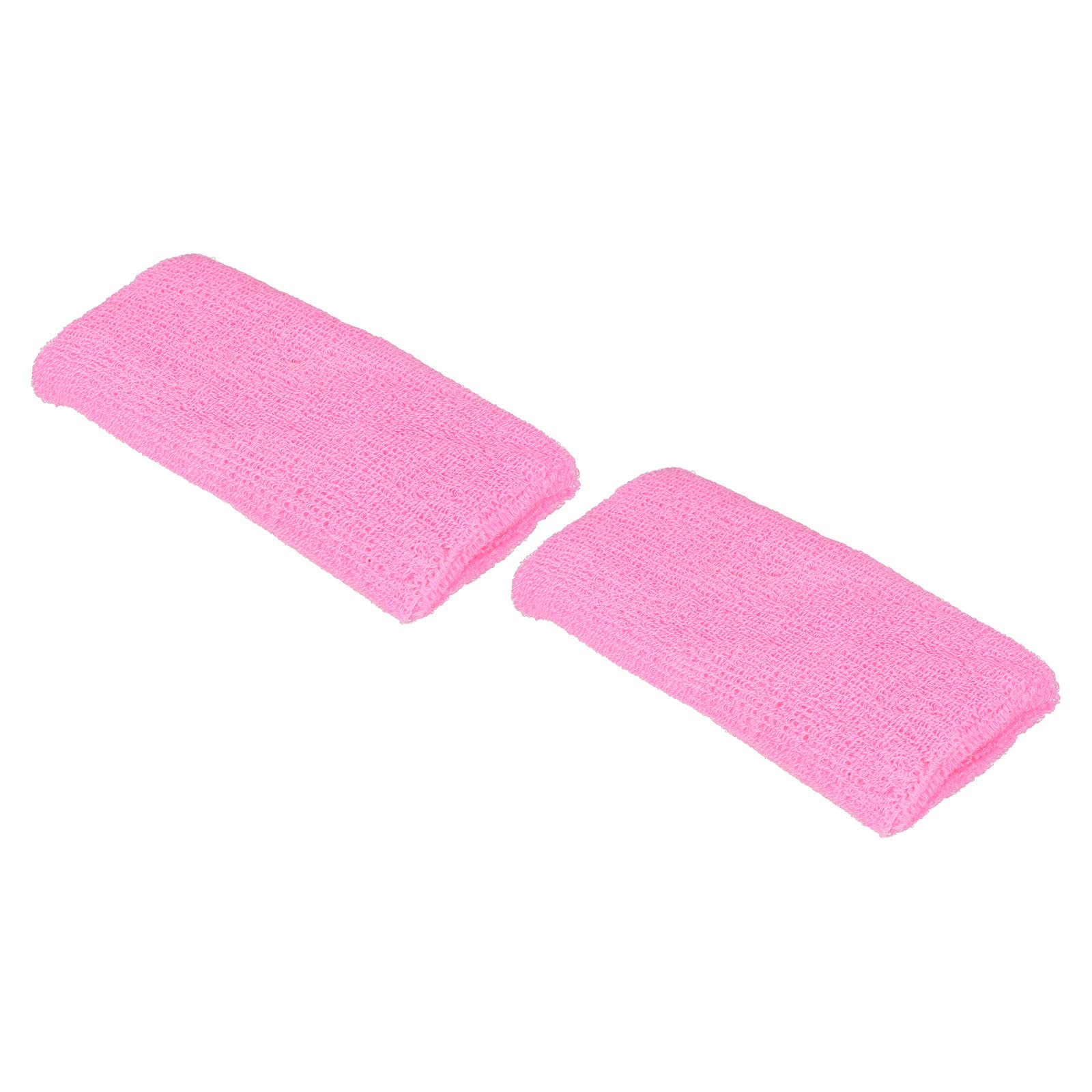 PATIKIL Sports Wristbands 8x15cm, 2 Pack Cotton Terry Cloth Absorbent Sweatband for Tennis Basketball Working Out Athletic Running, Pink