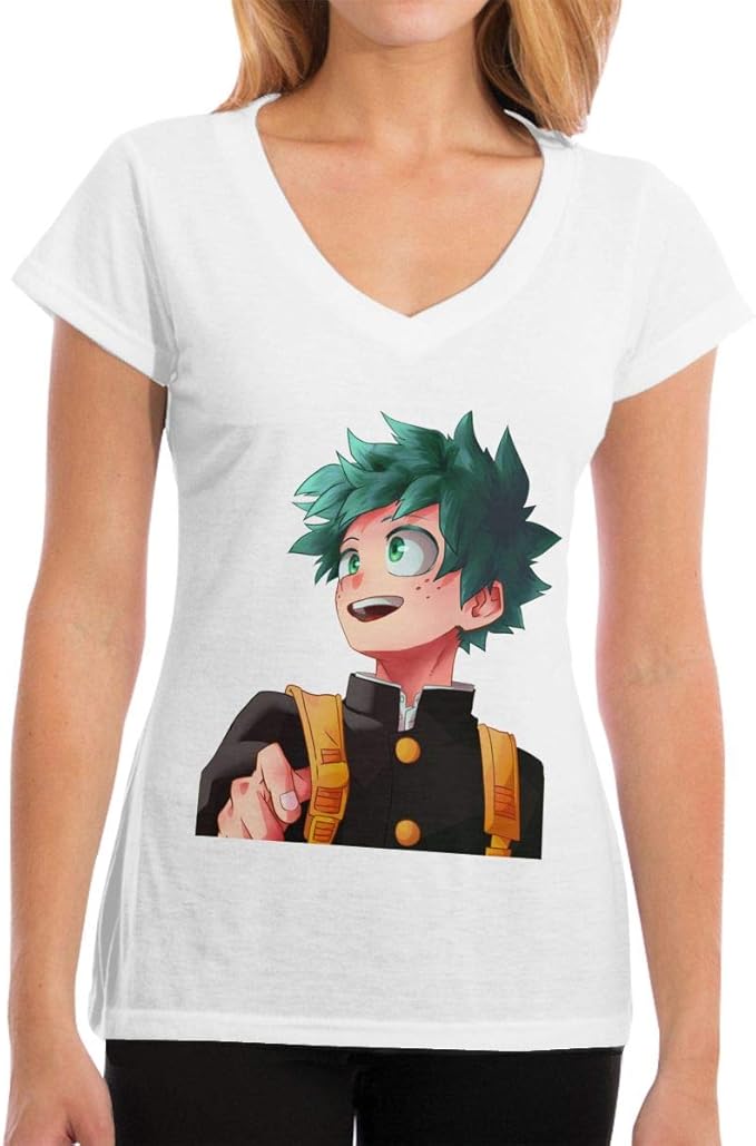 CHASIHAO My Hero AcademiaDeku Women's Fashion VNeck Short Sleeves