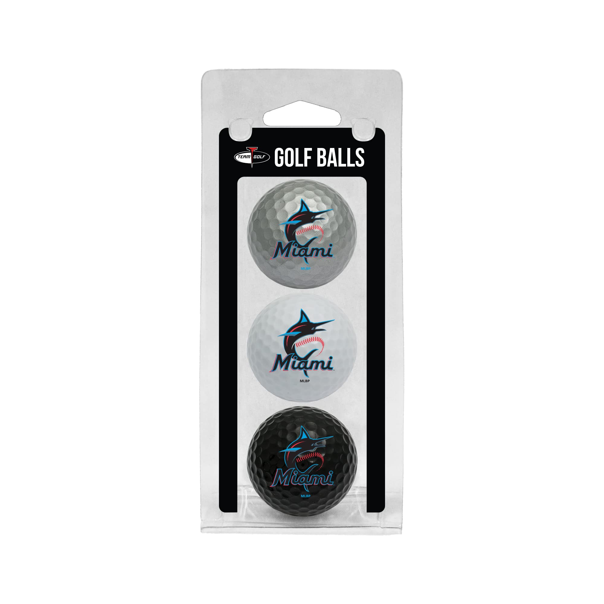 Team Golf MLB Miami Marlins Regulation Size Golf Balls, 3 Pack, Full Color Durable Team Imprint