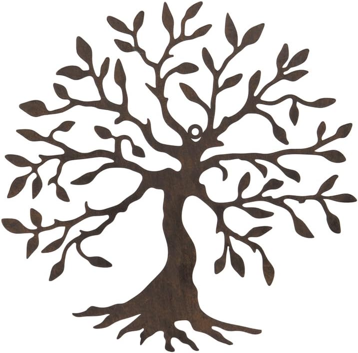 F&G Supplies Metal Tree Wall Plaque with Rust Finish, 32cm Diameter for Garden or Home, Rustic