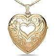 PicturesOnGold.com Personalized Heart-Shaped Custom Photo Pendant in 14K Gold Filled with 4-Page Heart Locket
