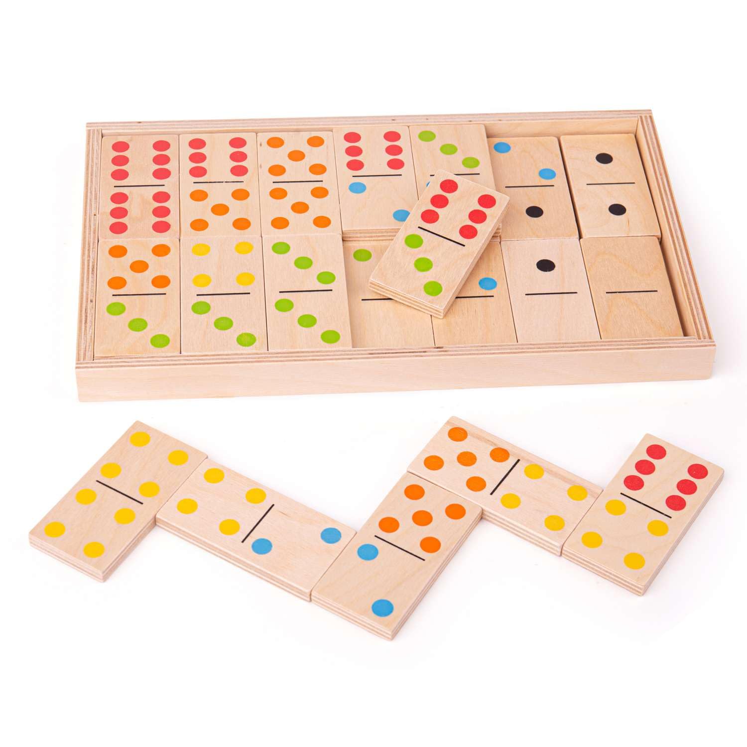 Bigjigs Toys Wooden Jumbo Kids Dominoes - 28 Giant Dominoes for Children aged 3 years +, Premium Quality Wooden Traditional Games, Fun Garden Games for Kids