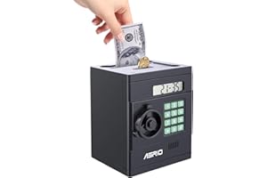 ASRIO Piggy ATM Bank for Kids Toy,Real Money Cash Coin Bank Money Saving Box Password with Code Lock，Boys Girls Holiday Present Toys for Ages 6-14