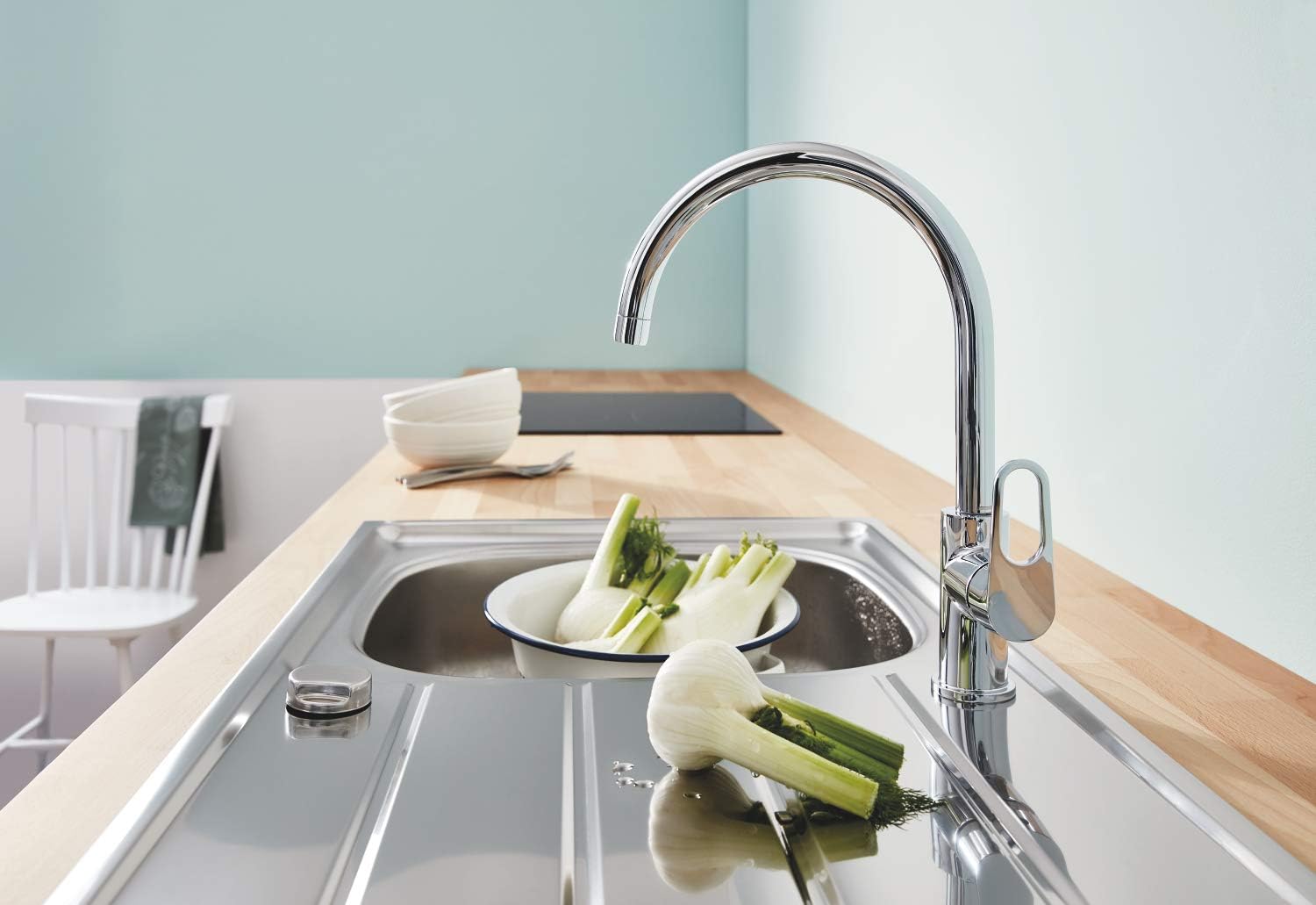 GROHE Bauflow 2020 Single-Lever Sink Mixer 1/2" Chrome 31538001, Silver, Bocca Alta - Image 3