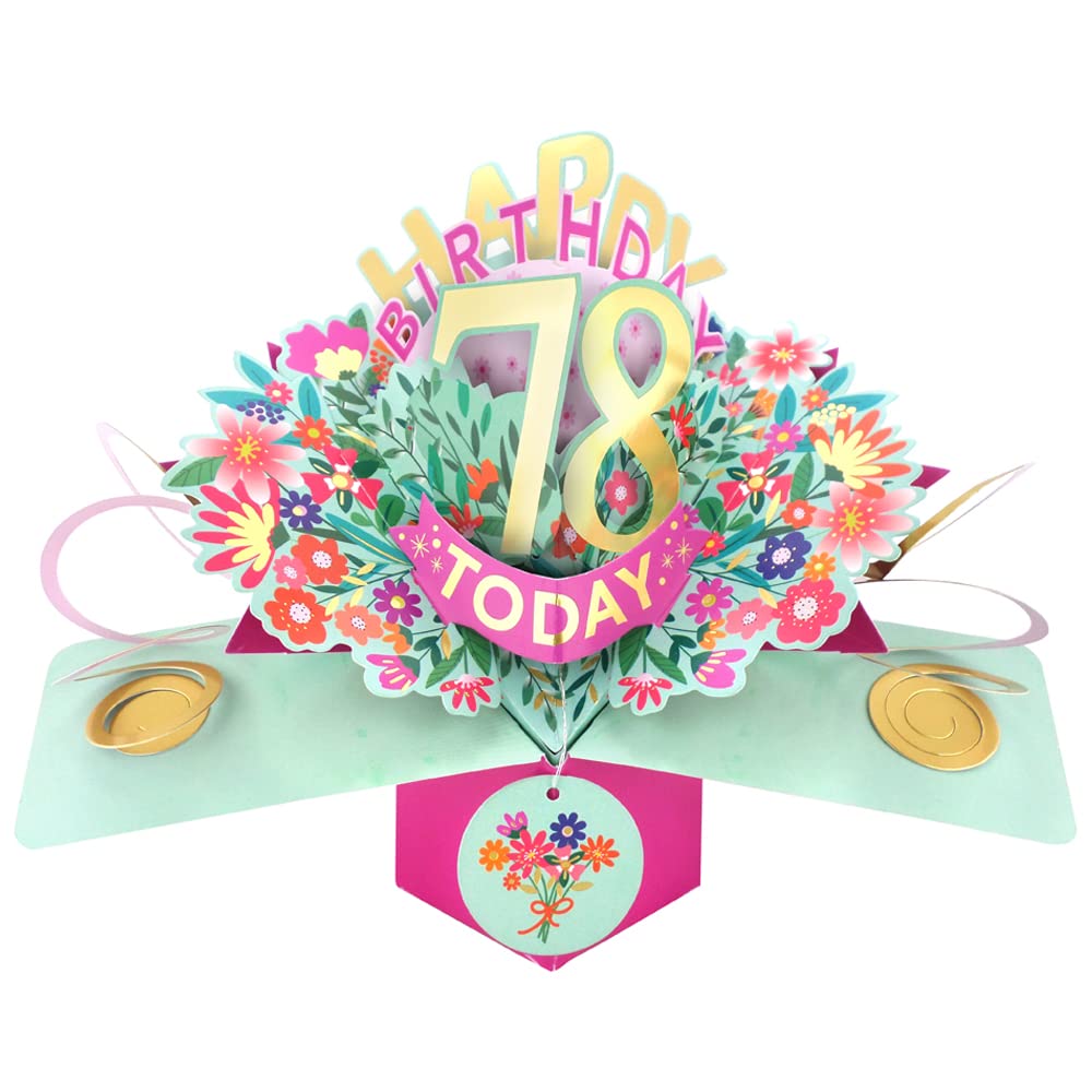 Happy 78th Birthday 78 Today Pop-Up Greeting Card Love Kate's Pop Up Cards Her POP215MC78