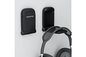 MAMUVIMO Headphone Stand, Headset Stand Foldable ＆ Sticky, Headphone Holder Hook Mount with Non-Slip Silicone, Adhesive Earph