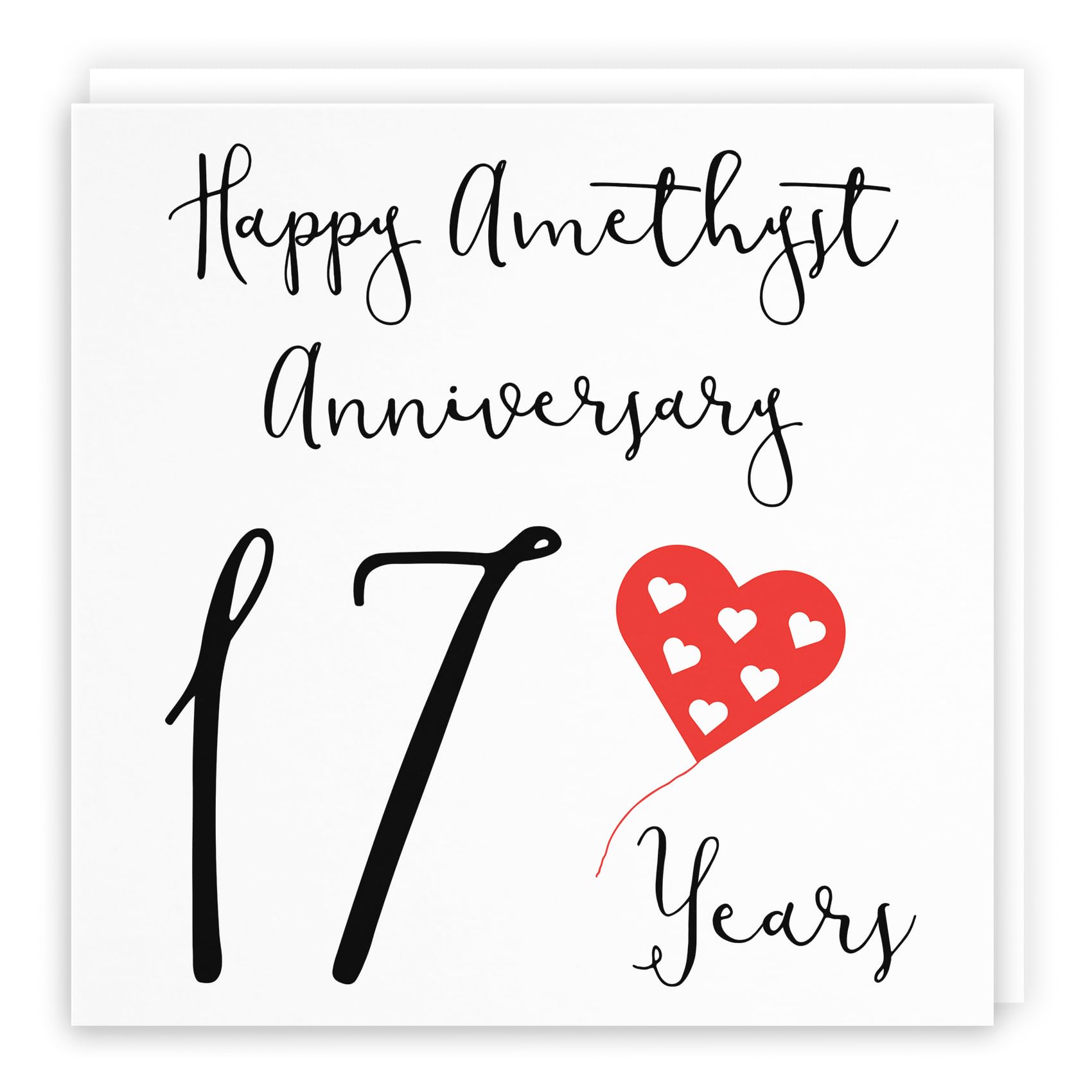 Hunts England - 17th Wedding Anniversary Card - Happy Amethyst Anniversary - 17 Years - Red Heart Collection - For Couples, Friends, Him, Her — image 1