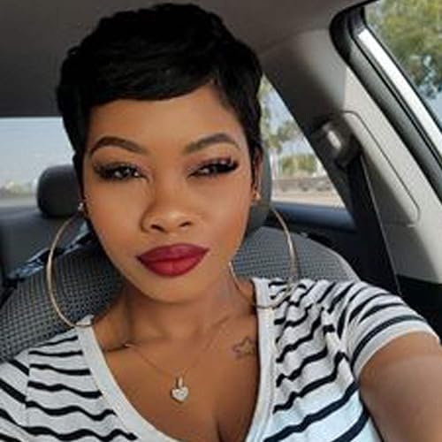 Short Black Pixie Cut Straight Human Daily Hair Wigs Natural Full Wig Cosplay US