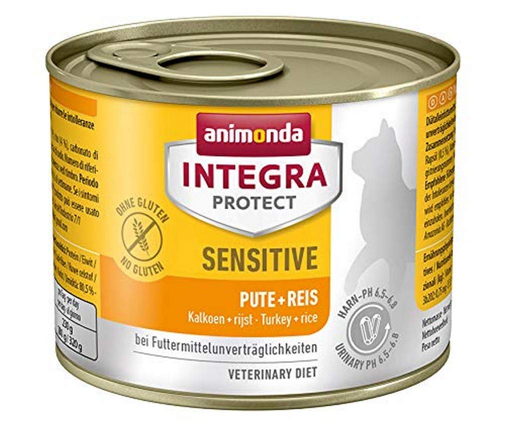 animonda Integra Protect Sensitive cat, diet cat food, wet food for food allergies, turkey + rice, 6 x 200g