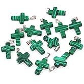 LE SKY 20 Pcs natural stone pendants cross gemstone agate crystal healing charms for jewelry making DIY necklace