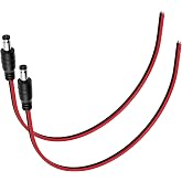 DALQUIS 2Pcs 5.5x2.5mm Male DC Power Pigtails | 18AWG 0.8FT Red Black Extension Cable | Reliable Barrel Connector | for Home Security Cameras and LED Lights
