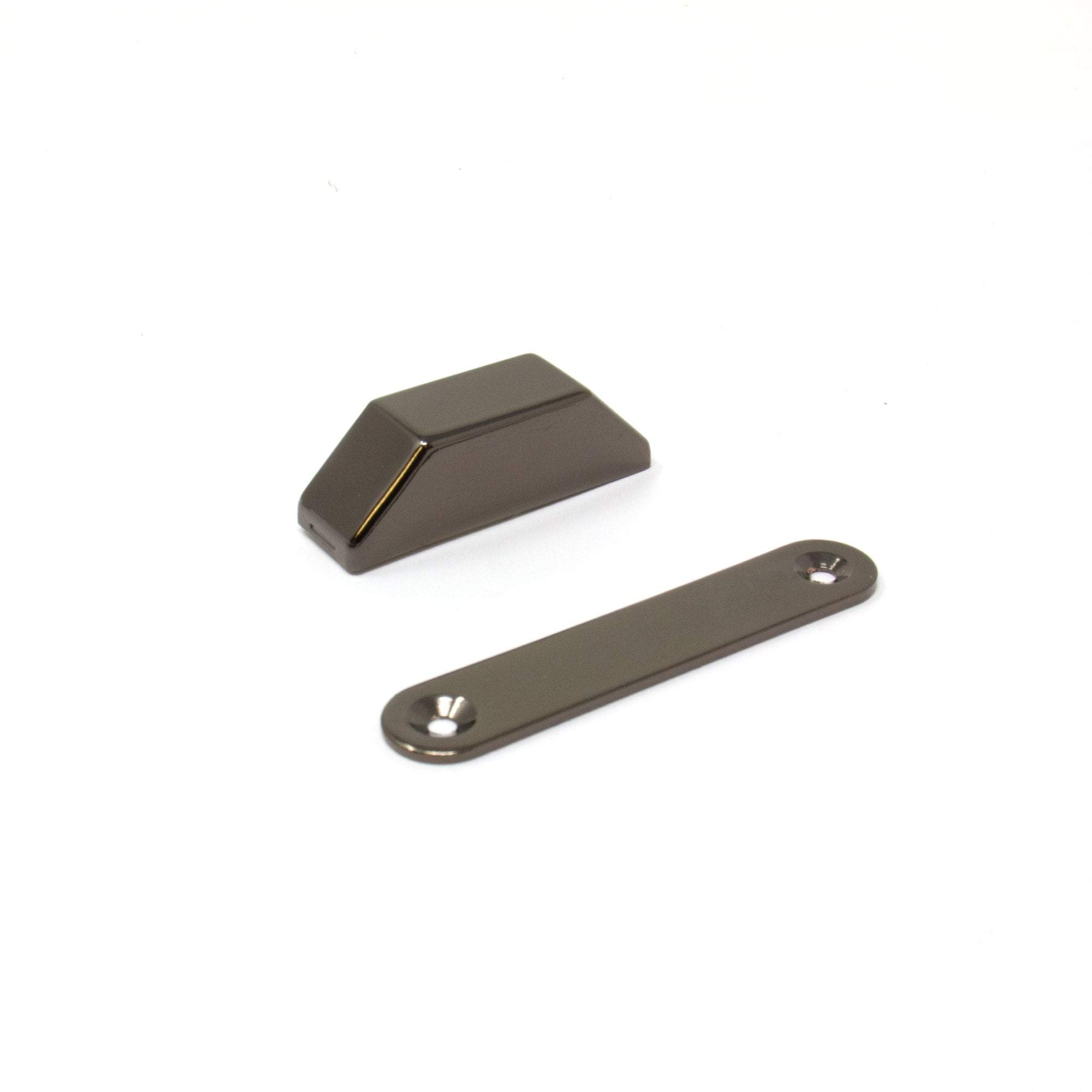 Black Nickel Plated Magnetic Catch for Providing Secure Closure and Easy Opening of Cupboard and Wardrobe Doors - 43mm x 13.5mm x 13mm