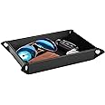 Luxspire Valet tray, PU Leather Tray, Catchall Tray, Men Women Jewelry Key Tray, Desk Storage Plate for Key Coin Phone Jewelry Wallet, Medium Size - Black
