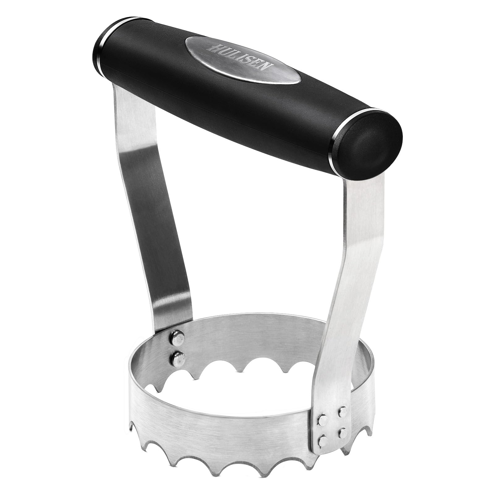 Photo 1 of HULISEN Cutlery Serrated Food Chopper, 3 Inch Stainless Steel Manual Hand Chopper with Grip Handle & Serrated Tooth Edge, Handheld Chopper, Chop Cabbage, Egg, Nut, Ground Meat, Vegetable for Salad