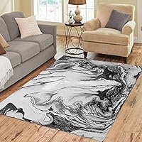 Pinbeam Area Rug Gray Marble Abstract Black and White Modern Artistic Home Decor Floor Rug 5