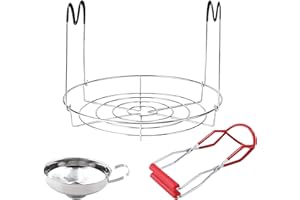Kalolary Canning Rack, 3PCS Canning Kit Jar Tongs Stainless Steel Canning Funnel Jar Lifter Canning Rack with Silicone Handle