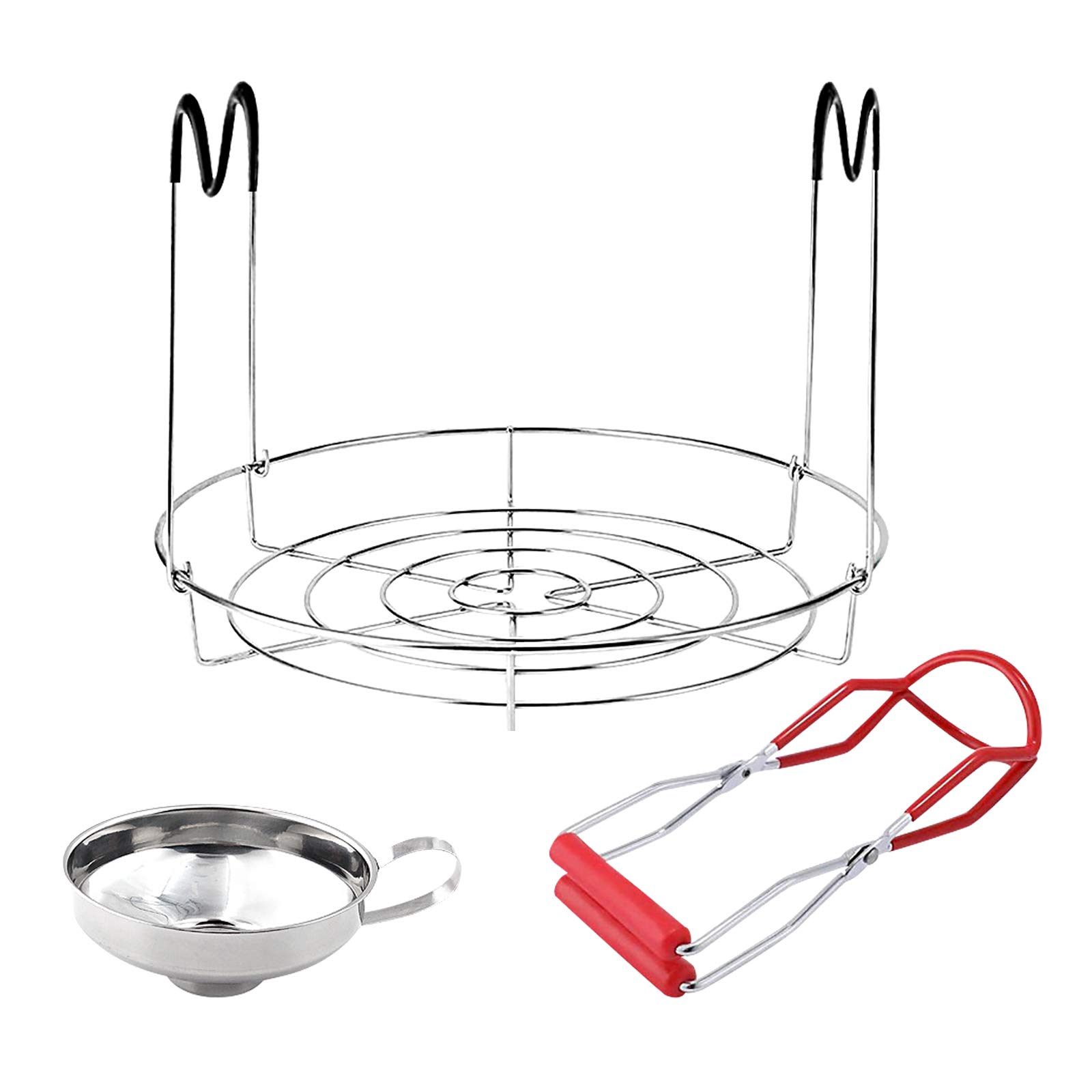Kalolary Canning Rack, 3PCS Canning Kit Jar Tongs Stainless Steel Canning Funnel Jar Lifter Canning Rack with Heat-resistant Handle Kitchen Canning Supplies(Jars Not Included)