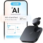 soundcore Work by Anker, Coin-Sized AI Voice Recorder, 64 GB, MFi-Certified | 150+ Languages, Wearable Note Taker, AI Transcribe and Summarize, USB-C Charging, 32H Recording, Find My
