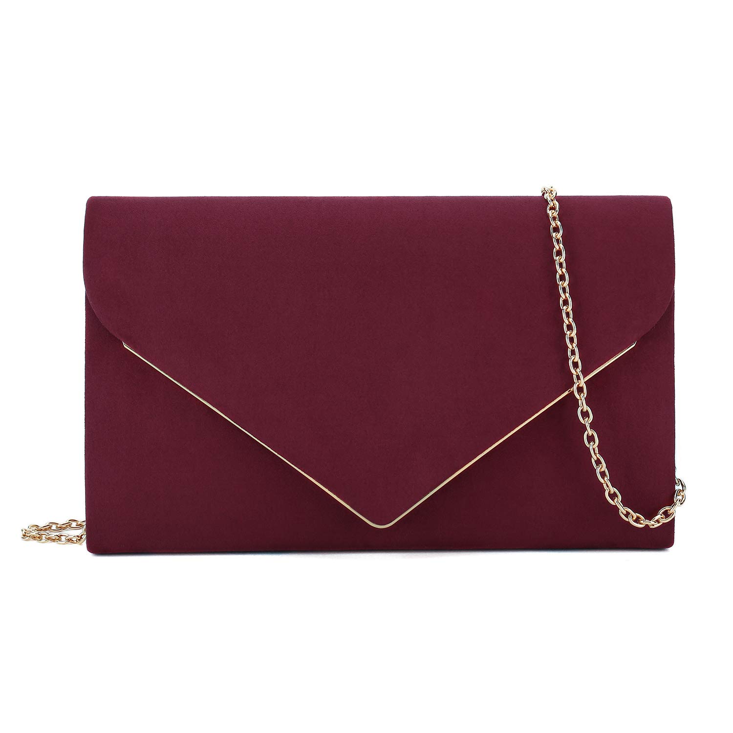Photo 1 of CHARMING TAILOR Faux Suede Clutch Bag Elegant Woman Evening Purse for Wedding/Prom/Black-tie Events (Burgundy)