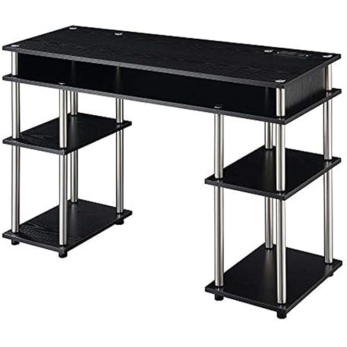 Convenience Concepts Designs2Go Tools Student Desk with Charging Station, Black