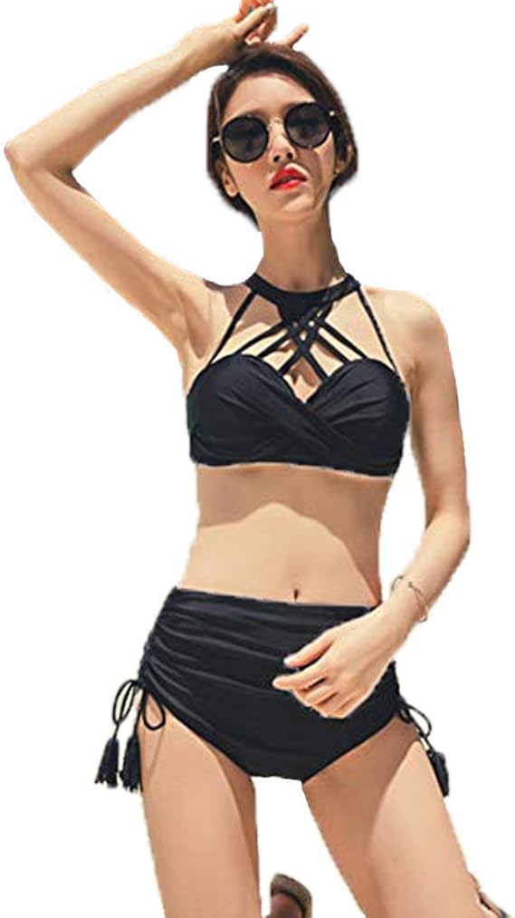 Gawan 水着 レディース 体型カバー ビキニ ハイウエストパンツ ２点セット セクシービキニセット 着痩せ タンキニ かわいい 温泉 プール 温泉 旅行 ビキニ セパレーツ 通販 Amazon