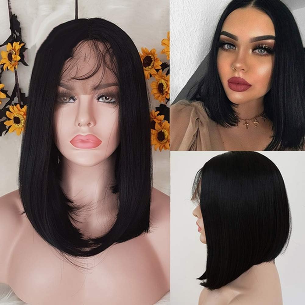 Amazon Com Women Black Bob Wig Lace Front 12 Inch Natural