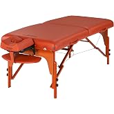 Master Massage 31" Santana Pro Portable Massage Table Package, Memory Foam Cushioning, Reiki Leg Panels, Mountain Red- Tattoo Table- Spa Bed- Folding Massage Table- Facial Bed