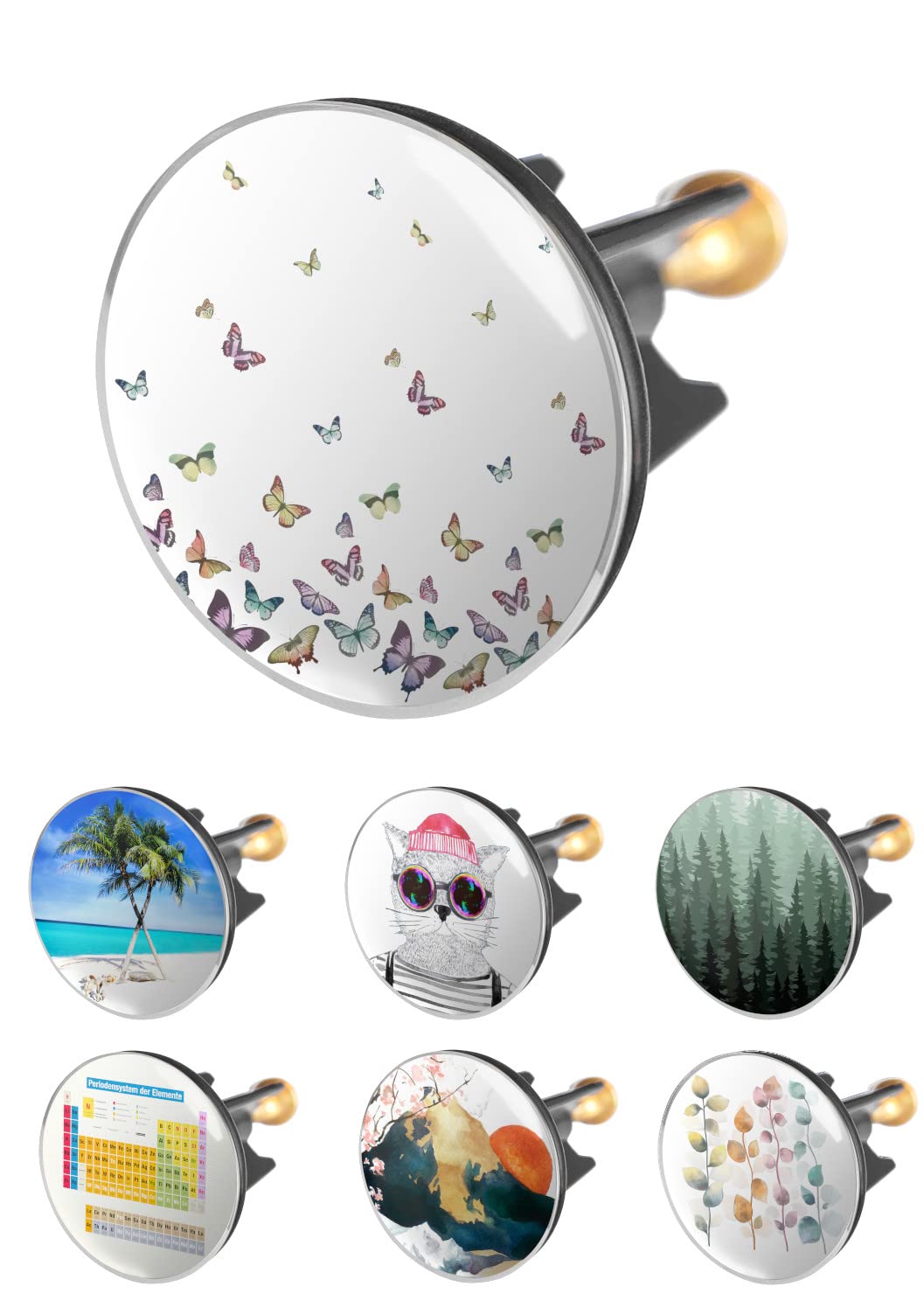 Arteneur Sink Plug 40 mm Butterflies - Stainless Steel Eccentric Waste Plug with Extra Heavy Brass Screw for Stable Hold | Universal Drain Plug for Sink