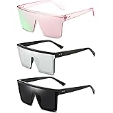 Dollger Square Oversized Sunglasses for Women Men Fashion Flat Top Big Black Frame Shades